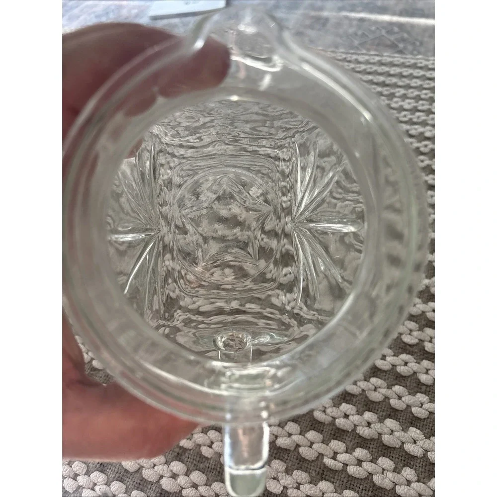 Federal Glass Small Square Starburst Pitcher Vintage Clear EUC‎